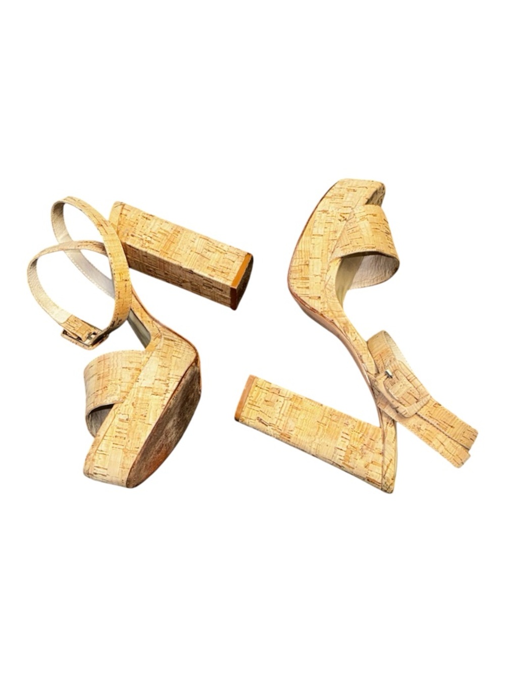 HOUSE OF HARLOW 1960 Mika Platform Heel in Natural Cork Leather Sole Sz 9.5 - Picture 4 of 17